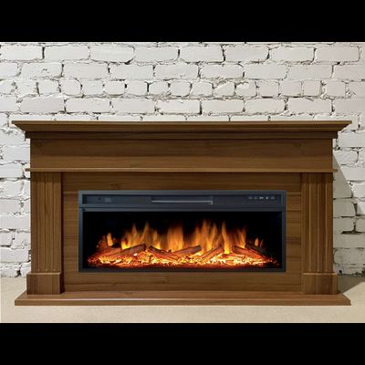 Линейный электрокамин Бруно NT с очагом Vision 42 LOG LED