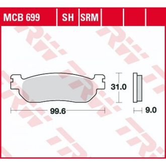 Тормозные колодки передние/задние TRW MCB699SH для Yamaha, Italjet (Sinter Street SH)