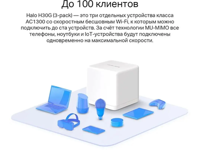 Бесшовный Mesh роутер MERCUSYS Halo H30G(2-pack) Белый