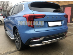 Защита заднего бампера двойная с перемычками d60/42 для Haval Jolion 2021-