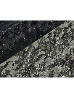 Кружево шантильи с пайеткой ЧЕРНЫЙ арт 3872