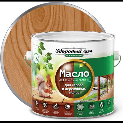 Масло для защиты террас и деревянных полов ЗДОРОВЫЙ ДОМ Тик 1,8 л