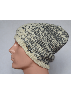 Белая мужская вязаная шапка Vizio Италия 5680