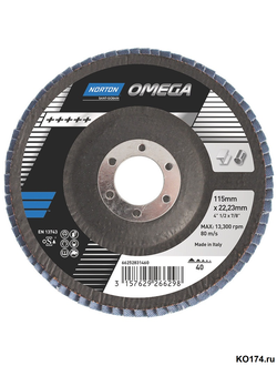 Круг лепестковый торцевой КЛТ 125х22 P40 Norton Omega