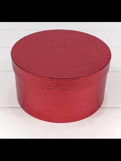 Коробка круглая подарочная &quot;Кожа крокодила&quot; (красная), 14*7,5см