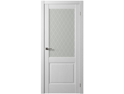 Межкомнатная дверь "НОВА-4" ясень белый (остекленная) С ВРЕЗКОЙ ПОД ЗАЩЕЛКУ 96