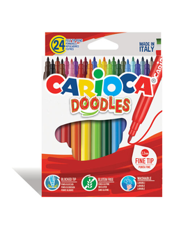 Фломастеры CARIOCA (Италия) "Doodles", 24 цвета, суперсмываемые, 42315, 2 набора