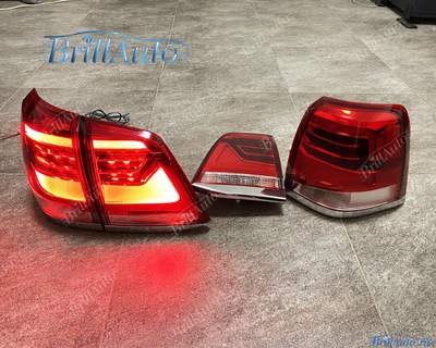 Cтопы Toyota Land Cruiser 200 07-15 в стиле 21 года LED (красные с белым низом)