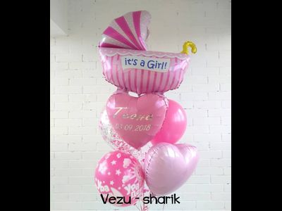 Фонтан шаров на выписку "Для девочки" № 3