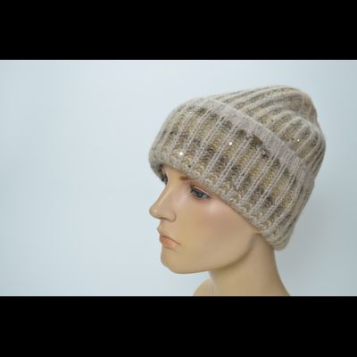 Шапка Vizio 1023 CRY бежевая с отворотом