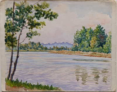 "Озерки" бумага акварель Попенков Я.И. 1980-е годы