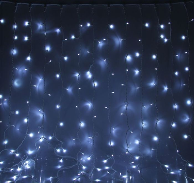 Гирлянда занавес уличная 2 х 1.5 м, провод чёрный, свечение белое, тепло-белое, 220В