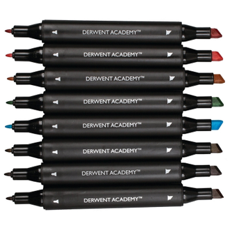 Фломастеры Derwent Academy Twin-Tip - Chisel,8 цв,картонная упаковка, 98208