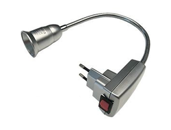 Ecola патрон-переходник вилка-патрон E27 гибкий 300мм с выключателем Серебряный APF7SSEAY