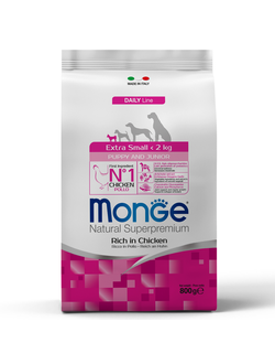 Корм Monge Extra Small для щенков миниатюрных пород с курицей 0,8 кг