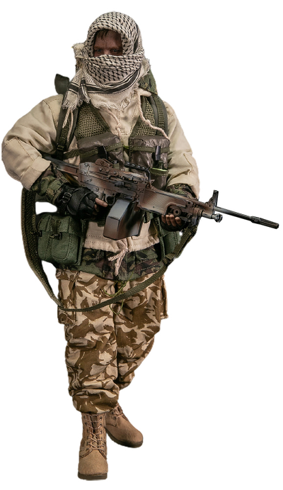 Пулеметчик патруля САС (операция "Буря в пустыне") - Коллекционная ФИГУРКА 1/6 scale British Army Special Air Service (SAS) Gunner (78099) - DAMTOYS