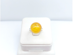 Кольцо без оправы с желтым янтарем
