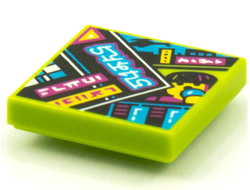 Tile 2 x 2 with Groove with BeatBit Album Cover - Stack of Magazines with Figure Head and Microphone Pattern, Lime (3068bpb1600)