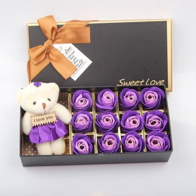 Мыльные лепестки 12шт в коробочке с медвежонком