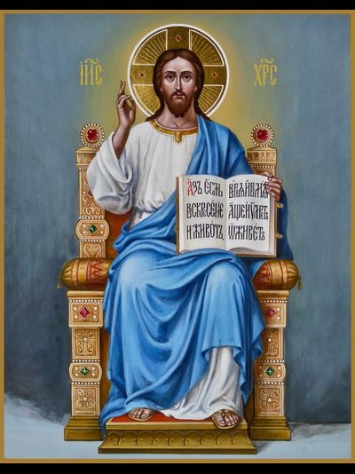 Господь Вседержитель на Престоле. (Спас на Престоле). Рукописная икона.