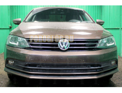 Защита радиатора Volkswagen Jetta VI 2015- (3 части) black