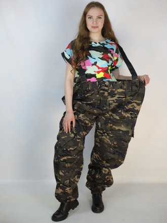 Костюм великан горка демисезонный (большого размера 64-66, 68-70, 72-74) тёмный мультикам из ткани рип-флис, тактический, камуфляжный, защитный, стиль милитари