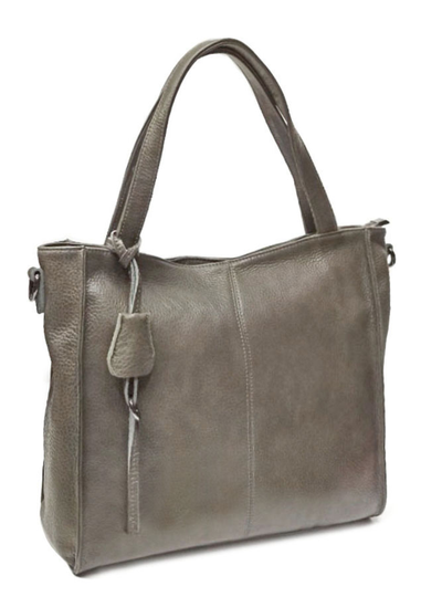 (АРТИКУЛ: 10023/0/82) СУМКА ЖЕНСКАЯ СРЕДНЕГО РАЗМЕРА, НАТУРАЛЬНАЯ КОЖА, СЕРАЯ С БЕЖЕВЫМ ОТТЕНКОМ, С ПЛЕЧЕВЫМ РЕМНЕМ