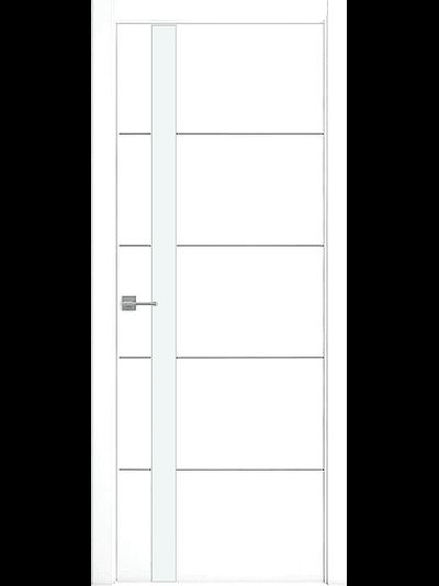 Дверь Геометрия 7 белая эмаль с белым стеклом