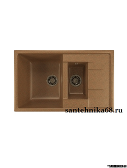 Мойка из искусственного мрамора MIXLINE ML-GM22 двухчашевая с крылом 495*770*195мм