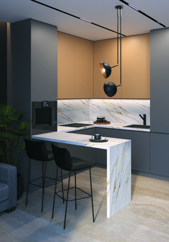 Столешница 3050x600x40 1U 8267 Мрамор Милас
