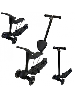 Самокат с родительской ручкой Scooter 0332-4S Genius 5в1 черный