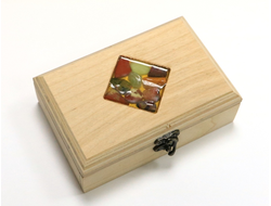 Шкатулка с камнями на крышке "Ромб" (светлая) (149*99*49 мм, 322 г) №11178