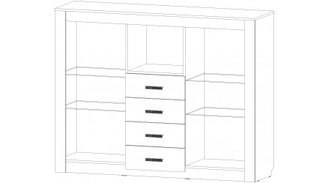 Модульная система Ривьера Комод большой. 1601(Ш) х 438(Г) х 1252(В)