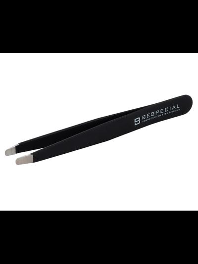 Пинцет BESPECIAL "Закругленный Soft Touch" (Чёрный)