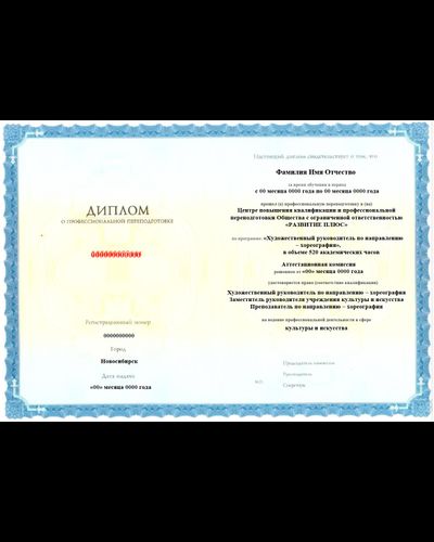 Художественный руководитель по направлению - хореография 520 ак.ч.