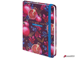 Ежедневник недатированный с резинкой А5 (145×203 мм), BRAUBERG, твердый, фольга, 128 л., «Pomegranate». 114562