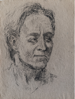 "Портрет" бумага уголь Кондратова О.Е. 1972 год