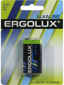 Батарейка Крона щелочная Ergolux 6LR61 BL-1 9V 1 шт