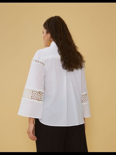 Рубашка из шитья, цвет белый, черный