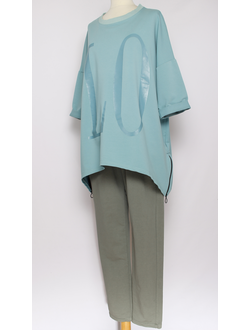 ДЖЕМПЕР БОХО  КИМОНО "LOVE" бирюзовый р.50,56