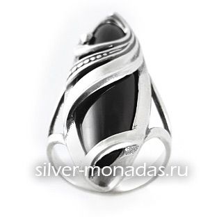 Кольцо из серебра 925 пробы с ониксом (М-098)