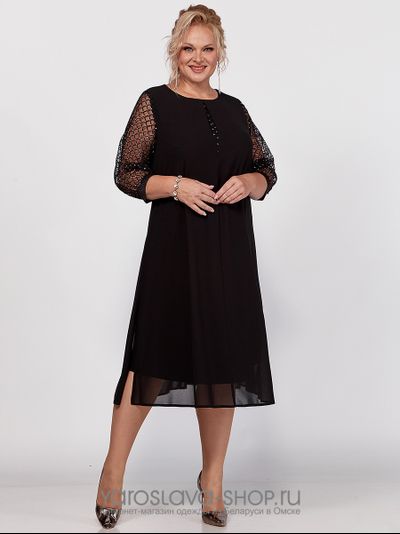 Женское платье А-силуэта в черном цвете