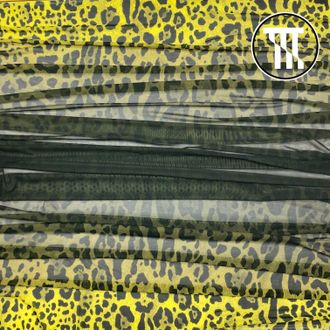 Сетка-стрейч принт Леопард + Градиент, цв. Желтый