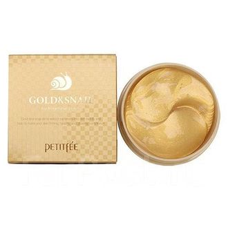 Petitfee Гидрогелевые патчи для век с золотыми частицами и фильтратом муцина улитки Gold & Snail hydrogel eye patch
