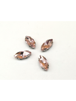 Стразы стеклянные пришивные в цапах, 7*15 мм цвет розовый