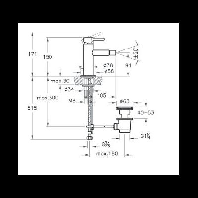 Смеситель для биде VitrA Origin, хром, A42559