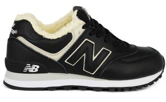 New Balance 574 Черные/мех (41-45) Арт: 049М