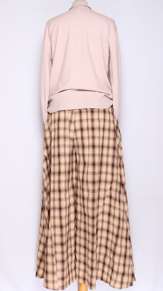 ЮБКА-БРЮКИ "КЛЕТКА" вишневая, бежевая до р.54