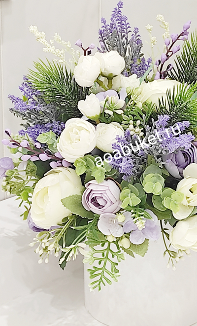 Композиция из искусственных цветов Сиреневое утро № МК012