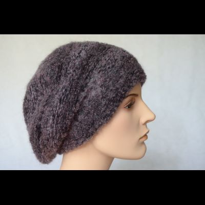 Пушистый вязаный берет для женщин Vizio Италия 6957 сиреневый